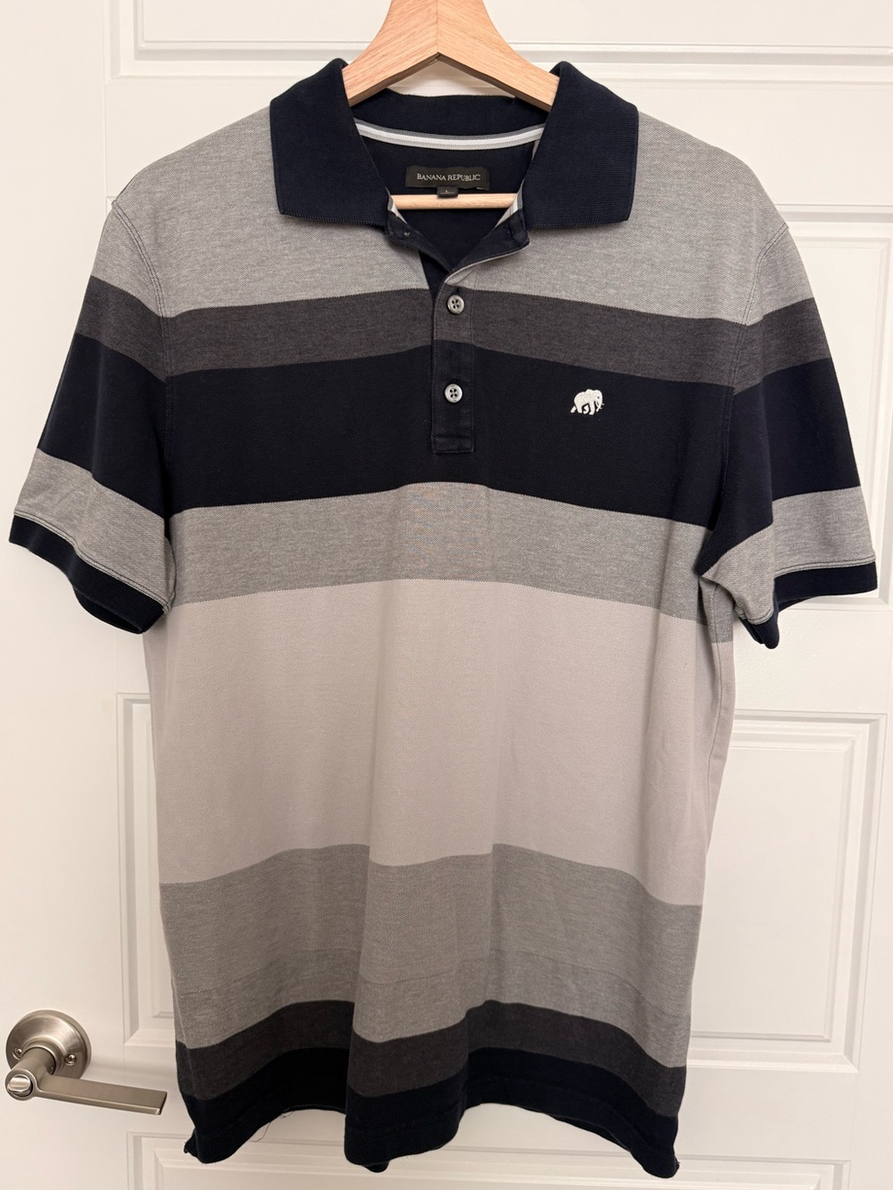 Banana Republic Men’s Striped Polo in Blue and Gray
